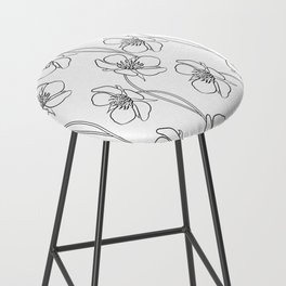 Strawberry flowers in seamless background. Black and white drawing. Bar Stool