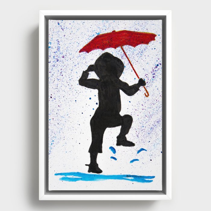 Splashing in the Rain Framed Canvas