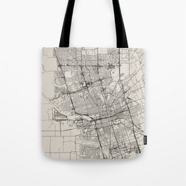 Stockton USA - Black and White City Map Tote Bag