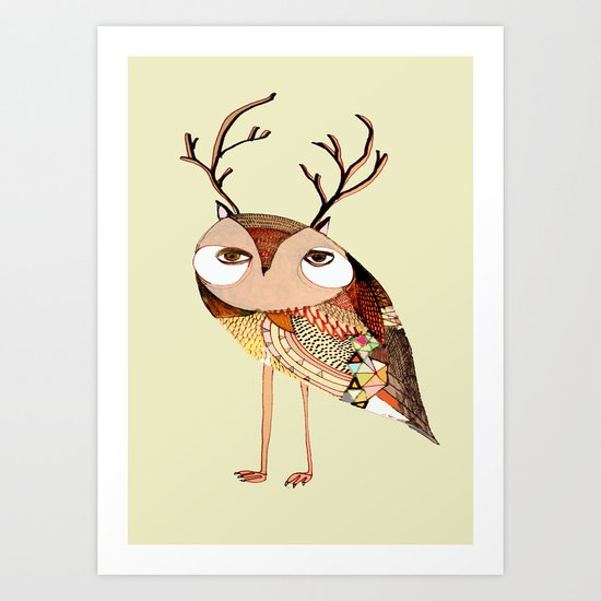 owl print, owl illustration, owl art, owl Art Print