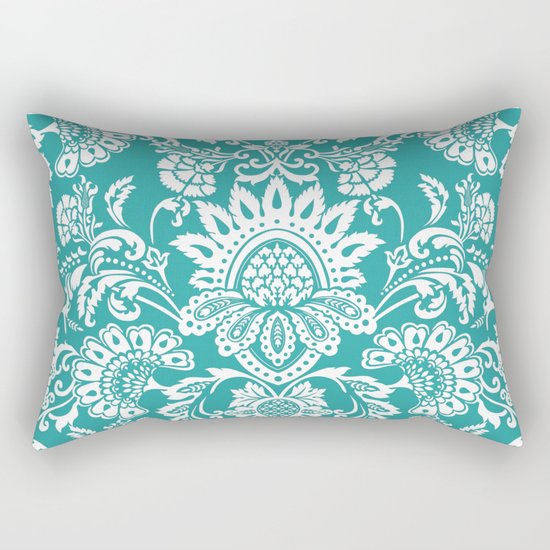 Damask in emerald Rectangular Pillow