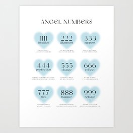 Blue Angel Numbers Art Print