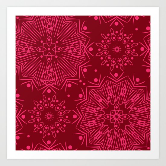 Red monochrome ornament . Art Print