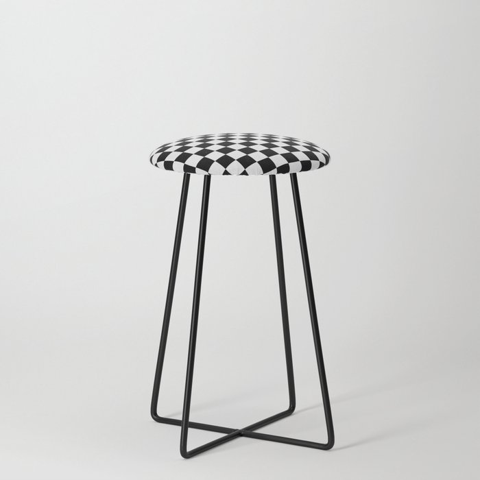 White and Black Checkerboard Counter Stool