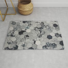 Black and White Honeycomb Area & Throw Rug