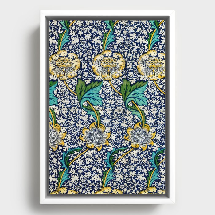 William Morris Kennet laurel sunflowers and bougainvillia 19th century textile floral pattern Framed Canvas