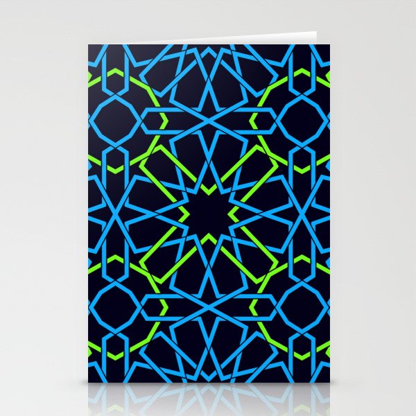 Blue & Yellow Color Arab Square Pattern Stationery Cards