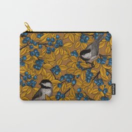 Chickadee birds on blueberry branches Carry-All Pouch