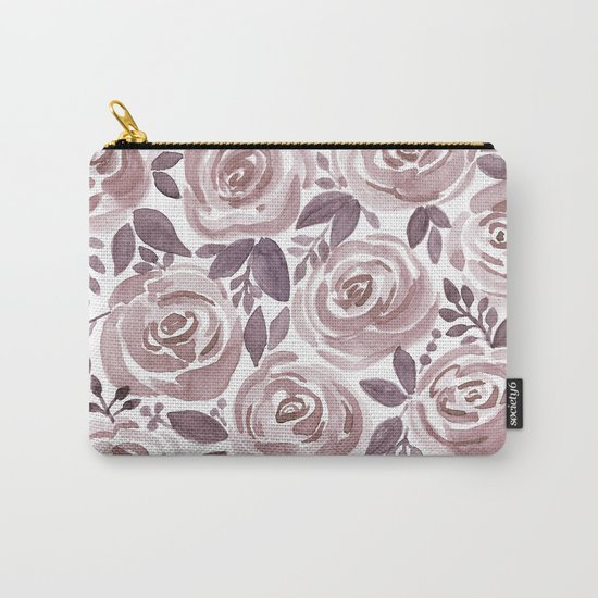 Watercolor brown roses on a white background . Carry-All Pouch