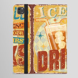 Vintage Ice Cold Drinks metal sign.  iPad Folio Case