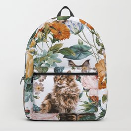 Cat and Floral Pattern III Backpack