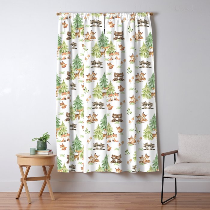 Woodland Forest Animals Nursery Blackout Curtain by decampstudios