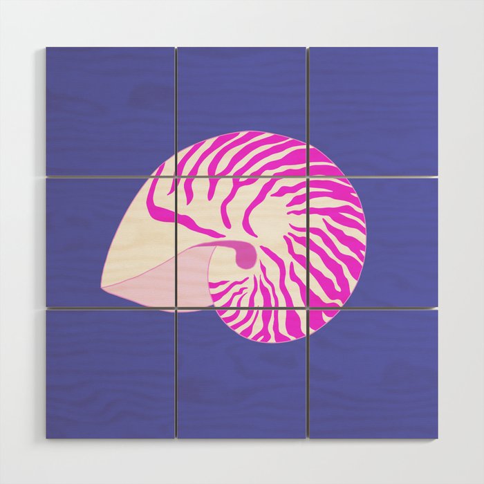 Purple Nautilus Shell Wood Wall Art