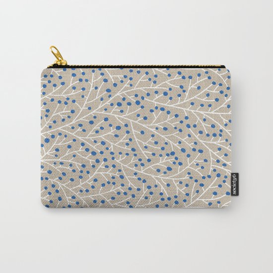 Blue & White Berry Branches Carry-All Pouch