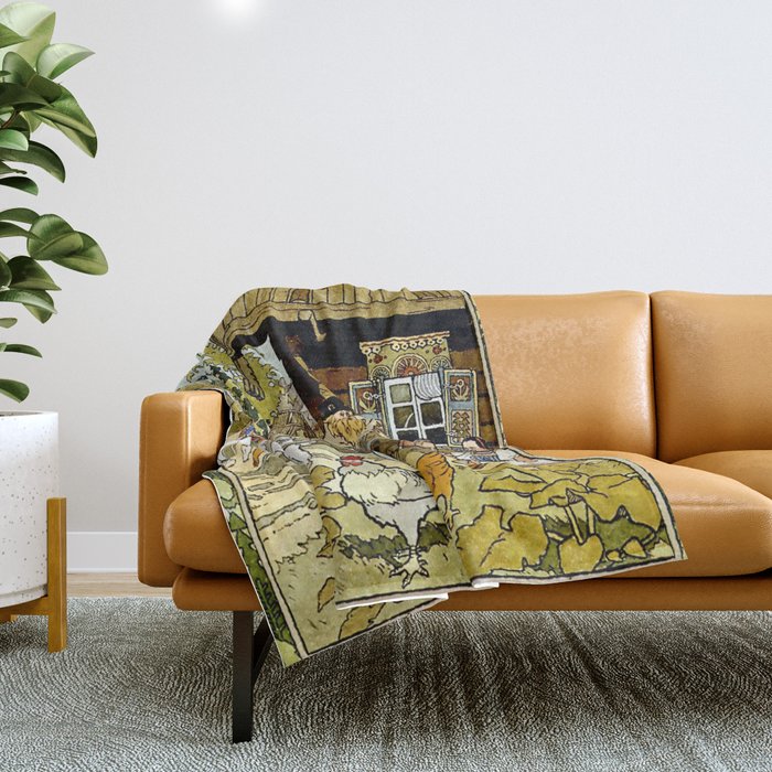“The Feather of Finist” by Ivan Bilibin Throw Blanket