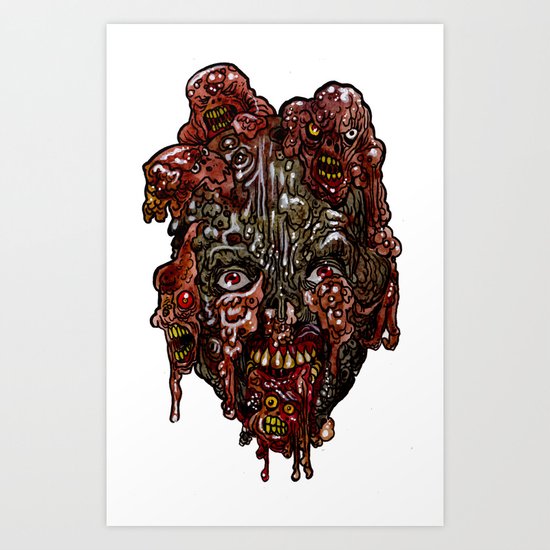 Heads of the Living Dead Zombies: Cure Backfire Zombie Art Print