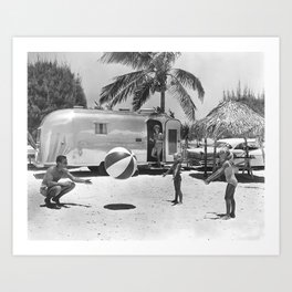 Family Holiday In The Airstream Art Print