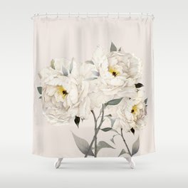 White Peonies Shower Curtain