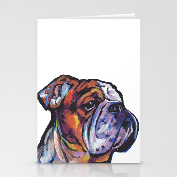 Fun English Bulldog Dog Portrait Bright Colorful Pop Art Painting