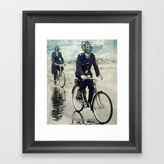 Cybermen on bikes Framed Art Print