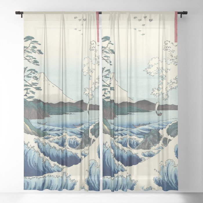 Seascape in Satta, Utagawa Hiroshige  Sheer Curtain