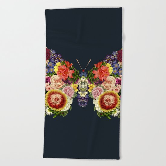 Spring Butterfly Floral Beach Towel