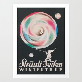Elf Blowing Bubble, Whimsical Vintage Poster Art Art Print