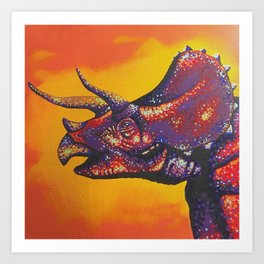 Colorful Triceratops Dinosaur Painting Art Print