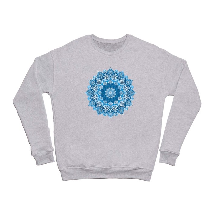 Boho Mandala in Cobalt Blue and White Crewneck Sweatshirt