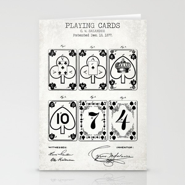 Playing cards old patent Stationery Cards