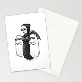 Cute Grim Reaper and Ghosts Stationery Cards