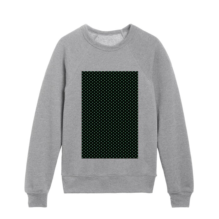 Cute Black And Green Small Polka Dot Pattern Kids Crewneck