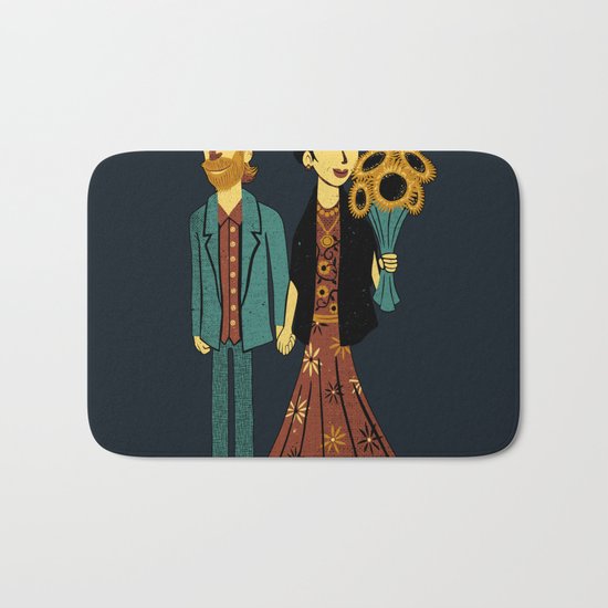 Love is Art Frida Kahlo and Van Gogh Bath Mat
