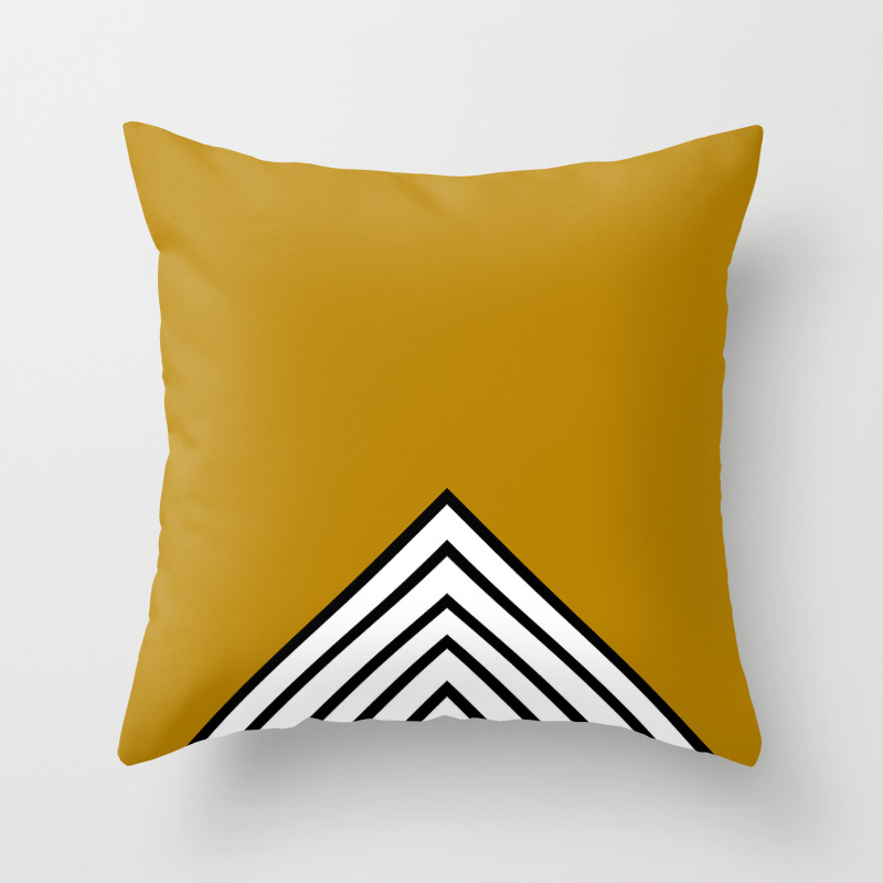 Mustard Black And White Stripes Throw Pillow By Marilenaxiari