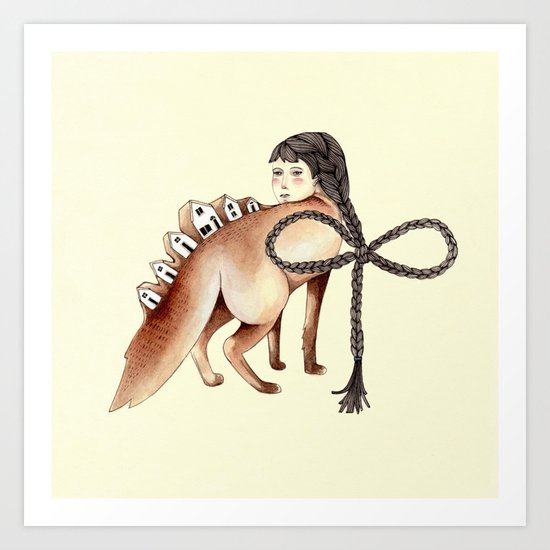 Little Homes of Hair and Wood Art Print