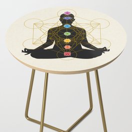 Sacred Geometry Metatron's Cube Chakra Meditation Side Table