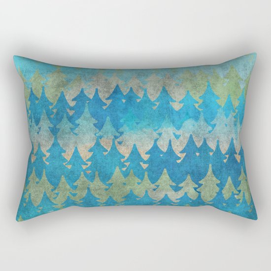 The secret forest - Abstract aqua turquoise Forest tree pattern Rectangular Pillow