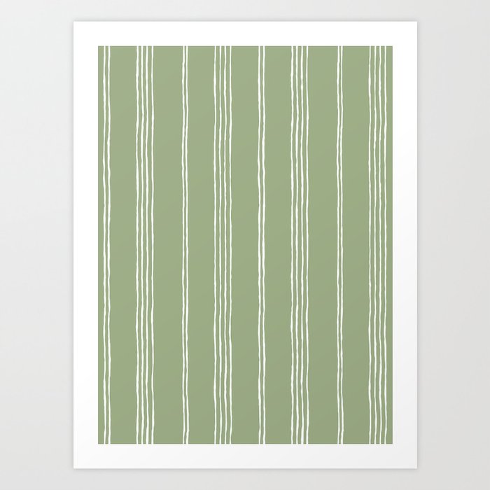 Boho Stripe Pattern Sage Green Art Print