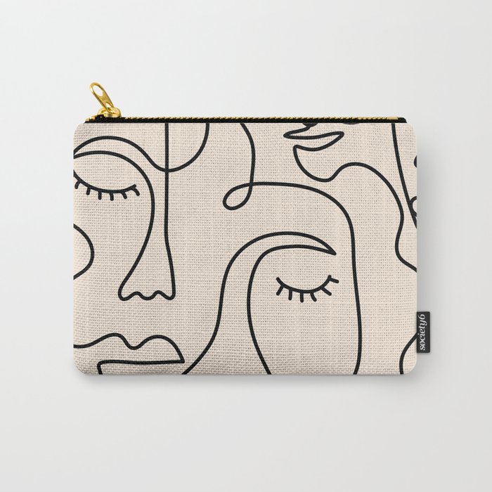 Abstract Single Line Face  Carry-All Pouch