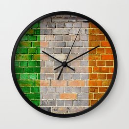 Ireland flag on a brick wall Wall Clock