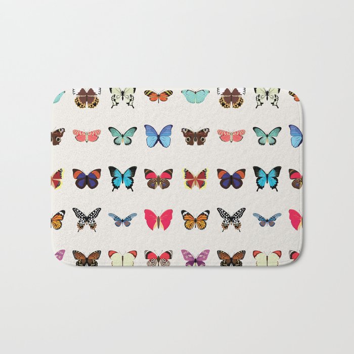 Butterflies Badematte | Drawing, Muster, Illustration, Animals, Natur, Butterfly, Frühling, Summer, Floral, Blumen