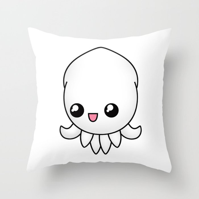 Super Kawaii Sea Buddies - Squid Throw Pillow