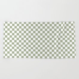 Miniature Check Pattern in Sage Green and White Beach Towel
