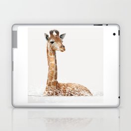 Giraffe in a Bathtub, Giraffe Taking a Bath, Giraffe Bathing, Bathtub Animal Art Print By Synplus Laptop Skin