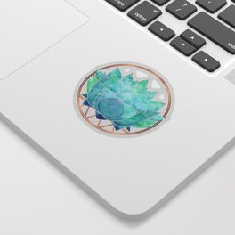 Modern Succulent with Metallic Gold Watercolor Sticker