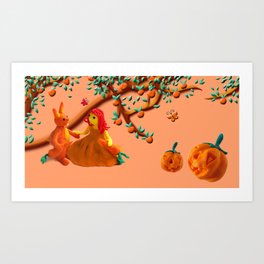 Luli- Orange Art Print | Love, Children, 3D, Illustration 