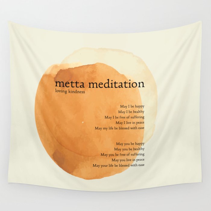 Metta Meditation Orange Loving Kindness Wall Tapestry