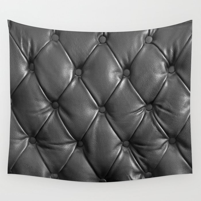 pattern of black genuine leather texture using as background Wall Tapestry
