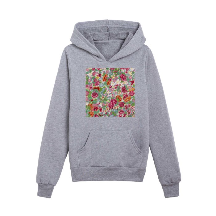 Ornamental Chinese Colorful Floral Design Kids Pullover Hoodie