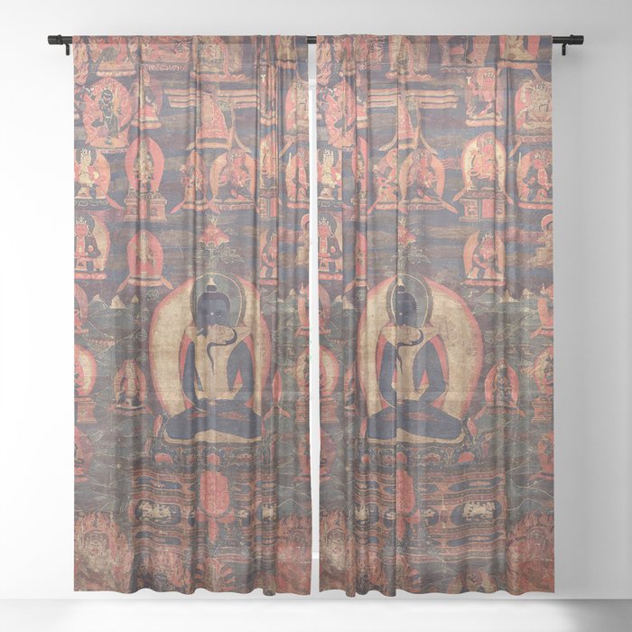 Buddhist Thangka Bodhisattva Samantabhadra Buddha Sheer Curtain